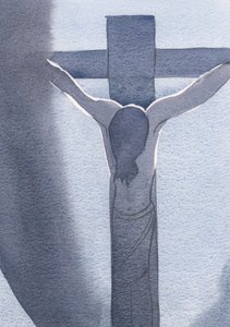 Widziałam Jezusa ukrzyżowanego i zakrwawionego, z głową pochyloną w udręce.Tutaj Go przyniosła miłość, 2000 (w/c na papierze)