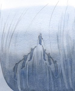 Widziałam, że przez nasze modlitwy za kogoś i przez Jej modlitwy za nas, podnosimy się nawzajem do serca Boga., 2001 (w/c na papierze) autorstwa Elizabeth Wang