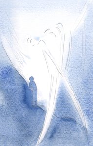 W swojej czułości podniósł moją duszę z Aniołami na cześć Trójcy Świętej, 2000 (w/c na papierze) autorstwa Elizabeth Wang
