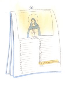 To Pan natchnął Kościół do świętowania szczególnych rocznic w swoim życiu i w życiu świętych, 2005 (akwarela na papierze) autorstwa Elizabeth Wang