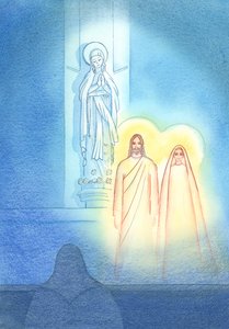 Spodobało się Jezusowi przyprowadzić Swoją Matkę Marię, aby była z Nim w Kaplicy Matki Bożej i pokazać mi, w co wierzę, 2002 (w/c na papierze) autorstwa Elizabeth Wang