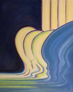 To miłość sprawiła, że Chrystus zstąpił do nas w kruchym ciele, zrodzony z kobiety, 2001 (olej na pokładzie) autorstwa Elizabeth Wang