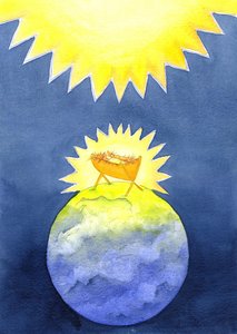 Jezus Chrystus jest Bogiem-człowiekiem; jednak przyszedł na ziemię nie w mocy, ale jako bezradne dziecko, 2001 (w/c na papierze) autorstwa Elizabeth Wang