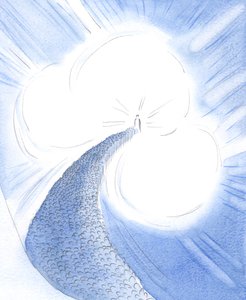 Jezus, w sercu Bóstwa, jest szczęśliwy dzięki naszej czci i uwielbieniu Ojca w mocy Ducha. Czeka na nas., 2001 (w/c na papierze) autorstwa Elizabeth Wang