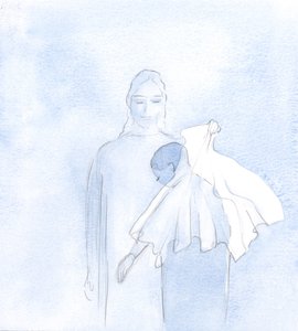 Pewnego dnia w mojej Duszy wyciągnął welon ślubny, 2000 (w/c na papierze) autorstwa Elizabeth Wang