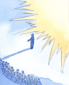 Ten, kto stoi bardzo blisko Chrystusa, jest „oczarowany” Jego chwałą, chociaż sama jest mała, słaba i nic nieznacząca, 2002 (w/c na papierze) autorstwa Elizabeth Wang