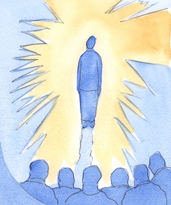 Ten, kto stoi bardzo blisko Chrystusa, jest „oczarowany” Jego chwałą, chociaż sama jest mała, słaba i nic nieznacząca, 2002 (w/c na papierze) autorstwa Elizabeth Wang