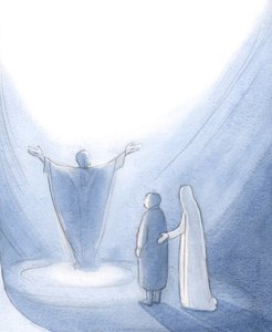 Matka Boża pasterze prowadzą każdego z nas, zachęcając nas do modlitwy z Chrystusem do Boga Ojca naszego., 2001 (w/c na papierze) autorstwa Elizabeth Wang