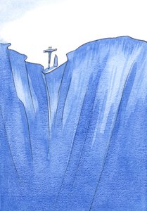 Matka Boża znosiła smutek i przerażenie, obserwując swojego syna na samym skraju Otchłani, zanim została ostatecznie uwielbiona jako Matka Boża, 2002 (w/c na papierze) autorstwa Elizabeth Wang