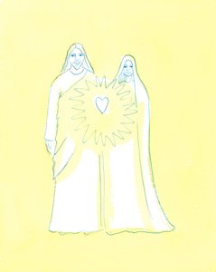 Matka Boża dzieliła udrękę Chrystusa jak nikt inny na ziemi, 2003 (w/c na papierze) autorstwa Elizabeth Wang