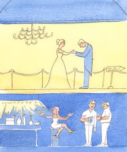 Ludzie w programach telewizyjnych są przedstawiani „przed” i „po”, gdy uczą się umiejętności społecznych, 2004 (w/c na papierze) autorstwa Elizabeth Wang