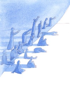 Bogaci i biedni, chorzy i zdrowi mogą otrzymać wiarę, 2004 (akwarela na papierze) autorstwa Elizabeth Wang