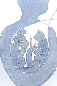 Niektóre serca są tak zaśmiecone próżnymi pragnieniami, że chwała Chrystusa nie może spłynąć do Ojca z ich dusz., 2000 (w/c na papierze) autorstwa Elizabeth Wang