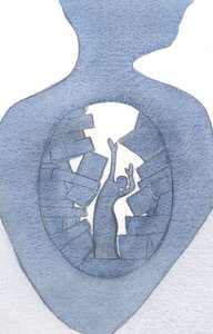 Niektóre serca są tak zaśmiecone próżnymi pragnieniami, że chwała Chrystusa nie może spłynąć do Ojca z ich dusz., 2000 (w/c na papierze) autorstwa Elizabeth Wang