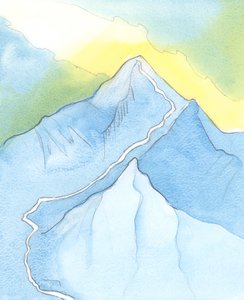 Warto wierzyć komuś, kto mówi o Mount Evereście, jeśli wiemy, że podąża właściwą ścieżką, 2003 (w/c na papierze) autorstwa Elizabeth Wang