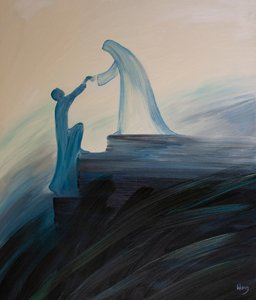 Najświętsza Maryja Panna, nasza Matka, nieustannie modli się za nas i pomaga tym, których Jej opiece powierzamy, w tym także Duszkom Świętym, 2001 (olej na pokładzie) autorstwa Elizabeth Wang