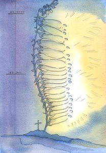 Kościół wypuszcza żywe pędy świętości, aby zakwitły w każdym wieku, 2003 (w/c na papierze) autorstwa Elizabeth Wang