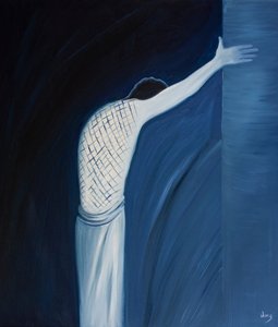 Ojciec pozwolił Swojemu Synowi cierpieć skutki grzechu w imię naszego zbawienia, 2001 (olej na pokładzie) autorstwa Elizabeth Wang