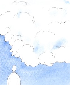 Bóg jest jak nieprzejrzysta chmura, której nie możemy przebić wzrokiem, aby zrozumieć Boże plany i myśli, 2005 (akwarela na papierze) autorstwa Elizabeth Wang