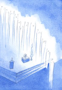 Święci Aniołowie ustanowili straż honorową z wyżyn kościoła - w cichej adoracji Chrystusa, na wystawie, 2002 (w/c na papierze) autorstwa Elizabeth Wang