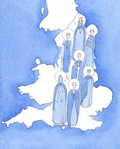 Pan zachęca biskupów, aby pamiętali, że Anglia była katolicka przez tysiąc lat. Nie powinni obawiać się kilku głośnych ateistów w naszych czasach, 2005 (akwarela na papierze) autorstwa Elizabeth Wang