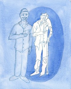 Pan widzi za obrazem, który przedstawiamy światu, 2003 (w/c na papierze) autorstwa Elizabeth Wang