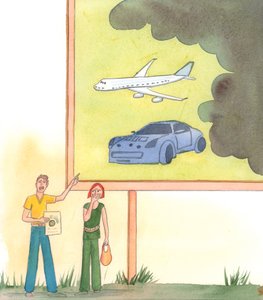 Pan pokazał mi ludzi krzyczących z niepokojem i zaniepokojeniem o śladach węglowych i martwiących się o swoje ziemskie życie, 2004 (w/c na papierze) autorstwa Elizabeth Wang