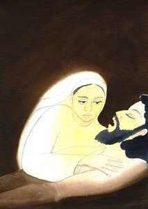 Pieta, 2001 (w/c na papierze) autorstwa Elizabeth Wang