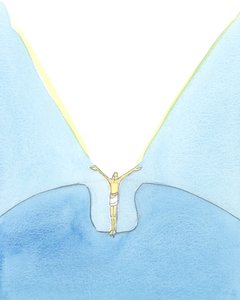 Najlepszym mediatorem dla mężczyzn w tarapatach jest inny mężczyzna, 2002 (w/c na papierze) autorstwa Elizabeth Wang