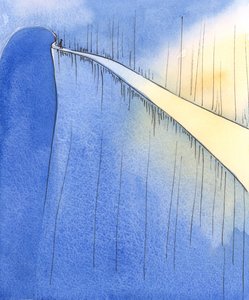 Droga wiary prowadzi do światła i radości, ale musimy uważać, aby nie popaść w ciemność przez nieostrożność lub pychę, 2004 (w/c na papierze) autorstwa Elizabeth Wang
