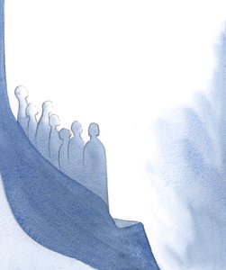 Im odważniej wzrasta dusza i wyciąga rękę do Boga, tym bardziej zbliża do Ojca wszystkich, którzy są w Jej sercu!, 2001 (w/c na papierze) autorstwa Elizabeth Wang