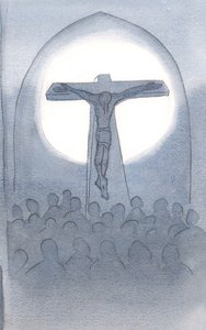 Ofiara, którą Chrystus z siebie składa Ojcu, jest wieczna dla zbawienia wszystkich, którzy Mu zaufali, 2000 (w/c na papierze) autorstwa Elizabeth Wang