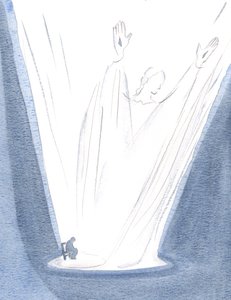 Mała modlitwa wznosząca się ode mnie i od Chrystusa jest chwalebna i gigantyczna., 2000 (w/c na papierze) autorstwa Elizabeth Wang