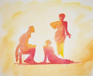 Kobieta, która bardzo kocha i dużo przebacza, 2001 (w/c na papierze) autorstwa Elizabeth Wang