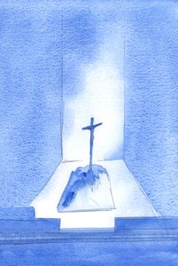 To jest serce wiary katolickiej: że Chrystus umarł, aby nas zbawić; i że ta sama zbawcza Ofiara jest ponownie przedstawiana i ofiarowana tutaj podczas Mszy Świętej w formie sakramentalnej, 2002 (w/c na papierze) autorstwa Elizabeth Wang