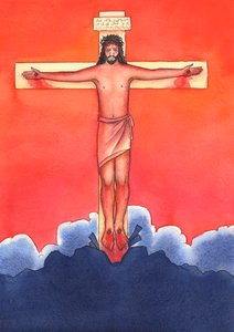 Ci przyjaciele Chrystusa dzisiaj, którym nie przeszkadza pójście na mszę, zachowują się jak ci przyjaciele Chrystusa dawno temu, którzy uciekli, gdy Chrystus został aresztowany i ukrzyżowany., 2004 (w/c na papierze) autorstwa Elizabeth Wang