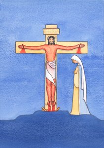 Ci przyjaciele Chrystusa dzisiaj, którym nie przeszkadza pójście na mszę, zachowują się jak ci przyjaciele Chrystusa dawno temu, którzy uciekli, gdy Chrystus został aresztowany i ukrzyżowany., 2004 (w/c na papierze) autorstwa Elizabeth Wang
