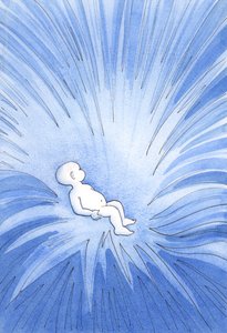 Przez chrzest Boskie Życie zostaje wlane do serca dziecka i rozprzestrzenia się na innych, 2001 (w/c na papierze) autorstwa Elizabeth Wang