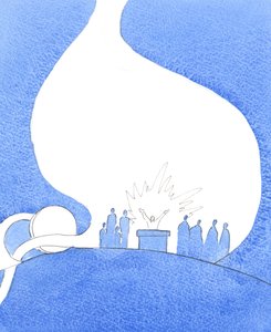 Dzięki Kościołowi mamy wszystko, czego potrzebujemy, aby żyć jako dzieci Boże w grzesznym świecie, 2005 (akwarela na papierze) autorstwa Elizabeth Wang
