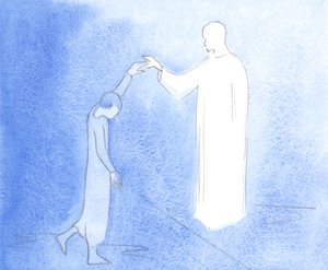 Dać się prowadzić Chrystusowi, Jego Duchowi, to być jak tancerka, która ufa swojemu partnerowi, że poprowadzi ją każdym ruchem, 2001 (w/c na papierze) autorstwa Elizabeth Wang
