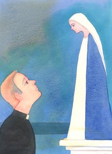 Zaprawdę, każdy kapłan może zwrócić się o pomoc do Matki Bożej, przekonany, że jest Ona szczególnie zainteresowana Jego nadziejami, radościami, lękami i smutkami, 2004 (w/c na papierze) autorstwa Elizabeth Wang