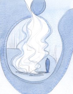 Co za ognisko łaski, kiedy odkrywamy i składamy przed Chrystusem wszystkie nasze wady i słabości., 2001 (w/c na papierze) autorstwa Elizabeth Wang
