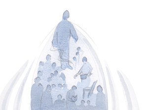 Kiedy dusza ofiarowuje wszystko, w hołdzie Ojcu, wszystko w tym życiu jest wciągane w górę przez Boga do Siebie., 2001 (w/c na papierze) autorstwa Elizabeth Wang