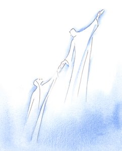 Kiedy Najświętsza Maryja Panna dobiegła końca swego życia, została wyniesiona do chwały przez Chrystusa Jej umiłowanego Syna, 2002 (w/c na papierze) autorstwa Elizabeth Wang