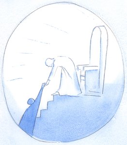 Kiedy wyznajemy swoje winy, poprzez akty wiary w miłość Chrystusa, pozwalamy Mu poprowadzić nas w bezpieczne miejsce, obok Niego, 2002 (w/c na papierze) autorstwa Elizabeth Wang