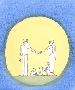 Tam, gdzie małżeństwo naprawdę kocha się nawzajem i kocha Boga, chce czynić Jego Wolę, 2002 (w/c na papierze) autorstwa Elizabeth Wang