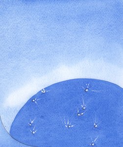 Gdziekolwiek są dusze, które są „oświecone” życiem Chrystusa i płoną chwałą, to tak, jakby Bóg widział światła świecące jak diamenty na ziemi, 2002 (w/c na papierze) autorstwa Elizabeth Wang