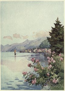 Bellagio z Villa Melzi, Lago di Como, Ilustracja z „Włoskich jezior” Richarda Bagota autorstwa Ella Du Cane