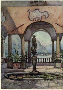 Loggia, Villa Pliniana, Jezioro di Como, ilustracja z „Włoskich jezior” Richarda Bagot autorstwa Ella Du Cane