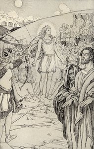Każda strzała przestrzelona przez głowę, ilustracja z „Mity z wielu krain”, opublikowana w 1912 r.